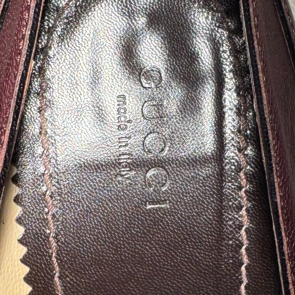 Gucci 115157 Brown Leather Pumps Pointed Toe Size 7.5 Shoes - Picture 11 of 16